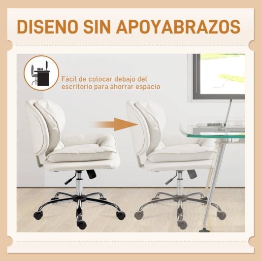 Homcom Silla De Oficina Con Piernas Cruzadas Asiento Ancho Gris Claro
