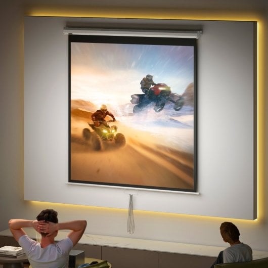 Homcom Pantalla De Proyector Manual 85 Pulgadas Formato 1:1 146x146 Cm Blanco