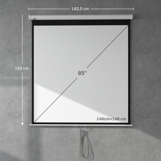 Homcom Pantalla De Proyector Manual 85 Pulgadas Formato 1:1 146x146 Cm Blanco