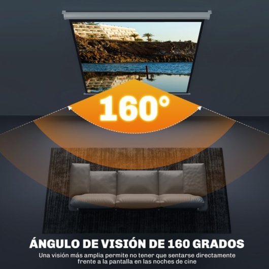Homcom Pantalla De Proyector Manual 85 Pulgadas Formato 1:1 146x146 Cm Blanco