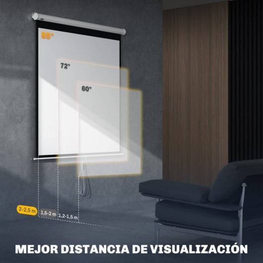 Homcom Pantalla De Proyector Manual 85 Pulgadas Formato 1:1 146x146 Cm Blanco