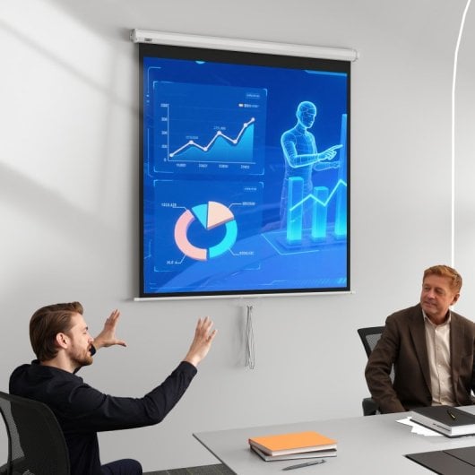 Homcom Pantalla De Proyector Manual 85 Pulgadas Formato 1:1 146x146 Cm Blanco