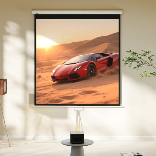 Homcom Pantalla De Proyector Manual 85 Pulgadas Formato 1:1 146x146 Cm Blanco