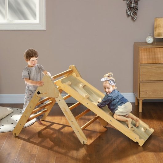 Aiyaplay Triángulo De Escalada De Madera 3 En 1 147x64,5x63 Cm Natural