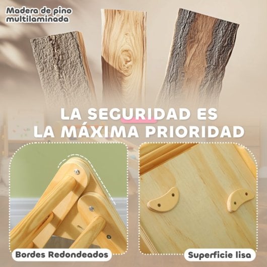 Aiyaplay Triángulo De Escalada De Madera 3 En 1 147x64,5x63 Cm Natural