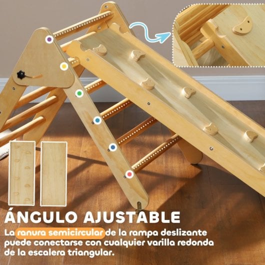 Aiyaplay Triángulo De Escalada De Madera 3 En 1 147x64,5x63 Cm Natural
