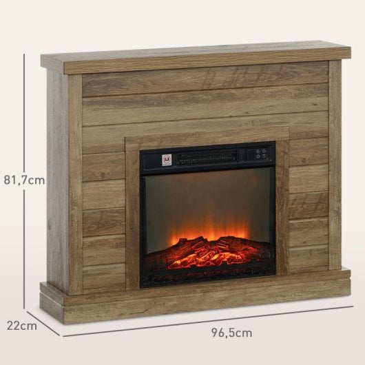 Homcom Chimenea Eléctrica 1800w Efecto De Llama Para Sala 30 M² Madera