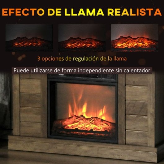 Homcom Chimenea Eléctrica 1800w Efecto De Llama Para Sala 30 M² Madera