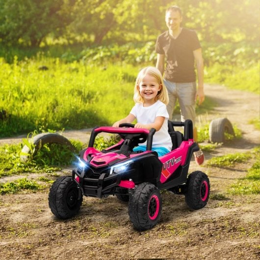 Aiyaplay Coche Eléctrico Para Niños 12v Con 2 Motores Control Remoto Rosa