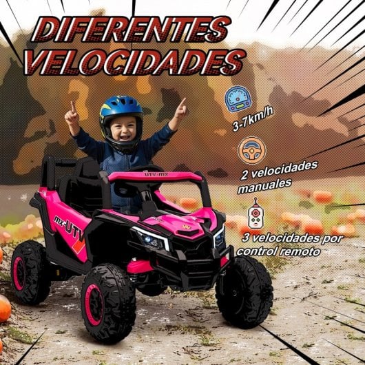 Aiyaplay Coche Eléctrico Para Niños 12v Con 2 Motores Control Remoto Rosa