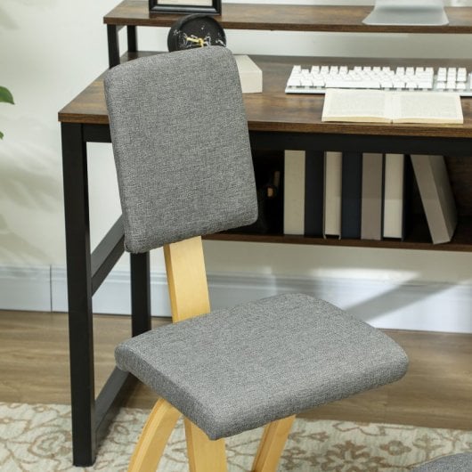 Homcom Silla Ergonómica De Rodillas Con Respaldo Marco De Madera Gris