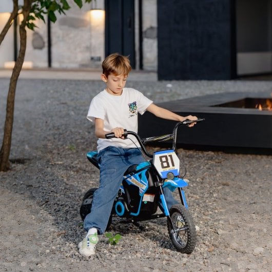 Aiyaplay Moto Eléctrica Para Niños 24v Motor 250w Velocidad De 6-16km/h Azul