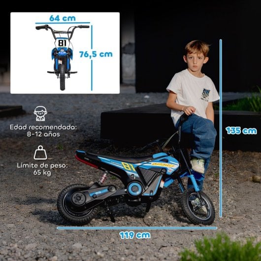 Aiyaplay Moto Eléctrica Para Niños 24v Motor 250w Velocidad De 6-16km/h Azul