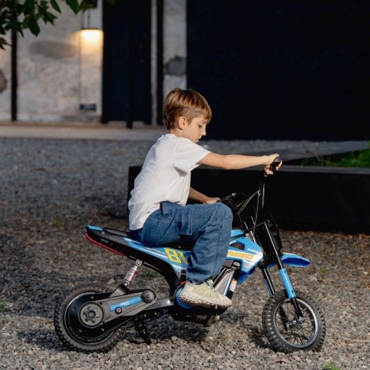 Aiyaplay Moto Eléctrica Para Niños 24v Motor 250w Velocidad De 6-16km/h Azul
