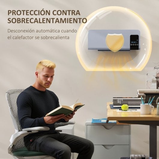 Homcom Calefactor Eléctrico De Pared 1000w/2000w Control Remoto 54,5x12x21,5 Cm