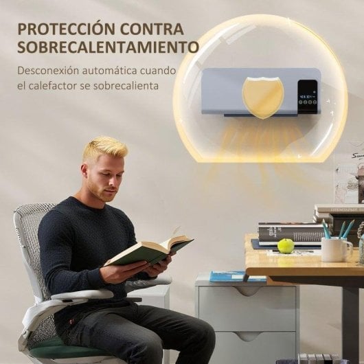 Aquecedor de Parede Cerâmico Homcom 820-294V90GY 2000W Oscilação Remoto