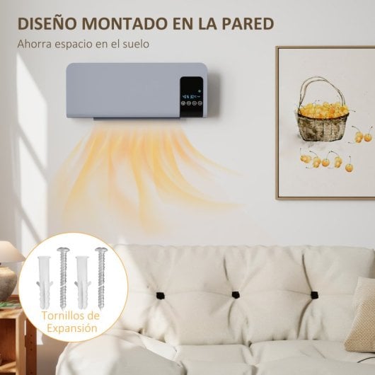 Homcom Calefactor Eléctrico De Pared 1000w/2000w Control Remoto 54,5x12x21,5 Cm