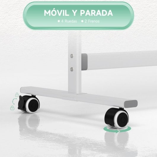 Homcom Pizarra Blanca Móvil De Doble Cara Magnética 120x90 Cm Con Soporte