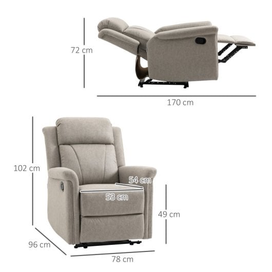 Homcom Sillón Relax Reclinable Manual Con Reposabrazos Reposapiés Gris