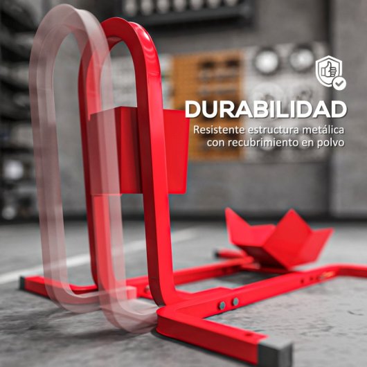 Homcom Caballete De Moto Ajustable En 3 Niveles 60x55x43 Cm Rojo