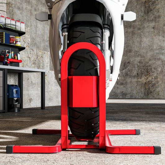 Homcom Caballete De Moto Ajustable En 3 Niveles 60x55x43 Cm Rojo