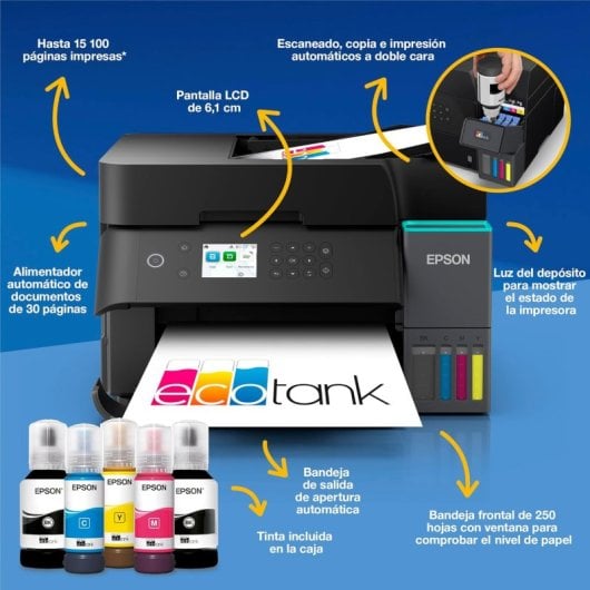 Impresora Inyeccion de tinta Wi-Fi Epson EcoTank ET-3950 multifuncion A4 duplex