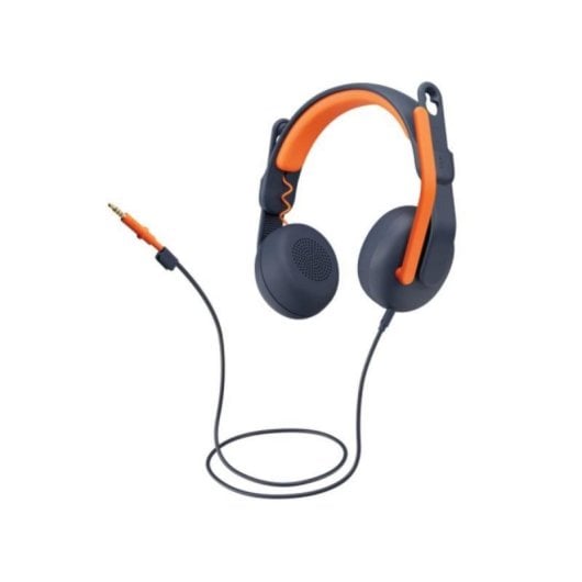 Logitech Zone Learn Headset com Fio, Microfone Omnidirecional e Isolamento Acústico Azul/Laranja
