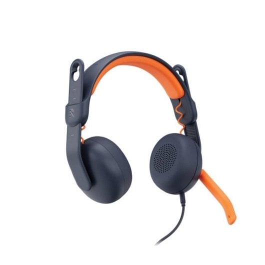 Logitech Zone Learn Headset com Fio, Microfone Omnidirecional e Isolamento Acústico Azul/Laranja