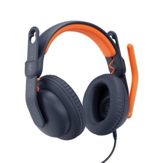 Logitech Zone Learn Headset com Fio, Microfone Omnidirecional e Isolamento Acústico Azul/Laranja
