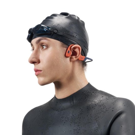 Auricolari Shokz OpenSwim Pro wireless Bluetooth 5.4 resistenti all'acqua rossi