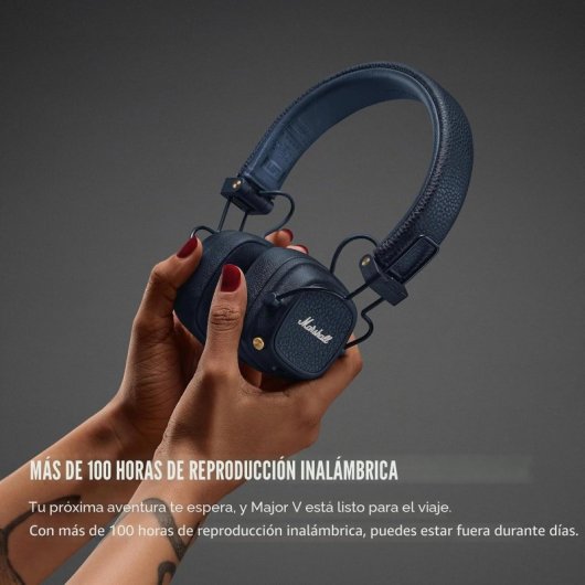 Casque Marshall sans fil Bluetooth 5.3 avec microphone supra-aural bleu pliable