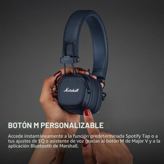 Casque Marshall sans fil Bluetooth 5.3 avec microphone supra-aural bleu pliable