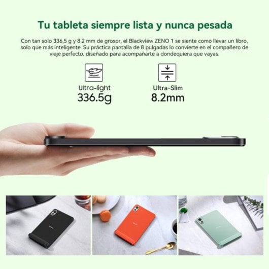 Tablet Blackview Zeno 1 8" HD 90Hz 6GB 256GB WiFi/4G 6000mAh Android 15 Naranja + Funda + Protector