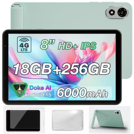 Tablet Blackview Zeno 1 WiFi + 4G 8" 6GB 256GB Verde con Funda y Protector