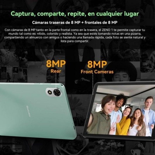 Tablet Blackview Zeno 1 WiFi + 4G 8" 6GB 256GB Verde con Funda y Protector