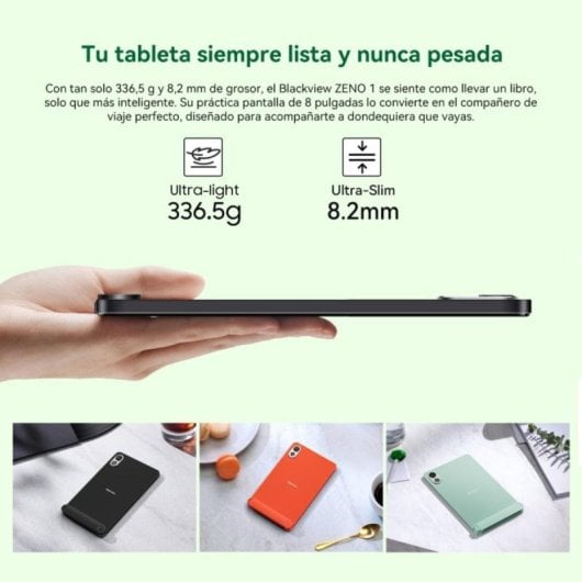 Tablet Blackview Zeno 1 8" HD 90Hz 6GB 256GB WiFi/4G 6000mAh Android 15 Negra + Funda + Protector