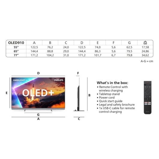 TV Philips OLED 65OLED910 65" 4K Smart TV Ambilight Son Dolby Atmos Metallic