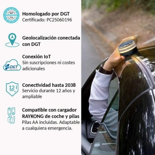 Baliza V16 Homologada Geolocalización DGT 3.0 NB IoT eSIM IP54 Pilas Incluidas