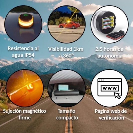 Baliza V16 Homologada Geolocalización DGT 3.0 NB IoT eSIM IP54 Pilas Incluidas