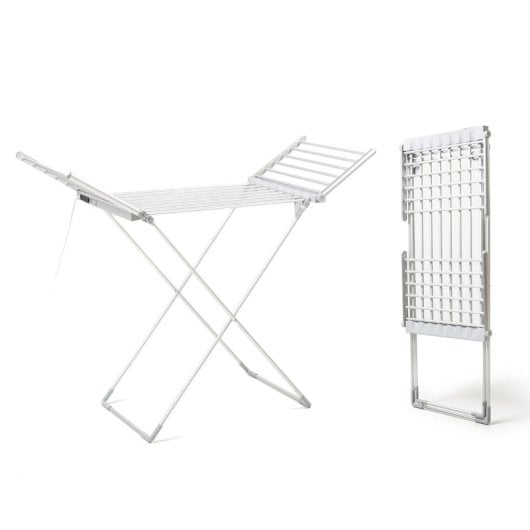 Étendoir à linge électrique pliable Innovagoods Warmmat avec ailettes, écran tactile, minuterie et contrôle de la température, gris, 148 x 112 x 54 cm