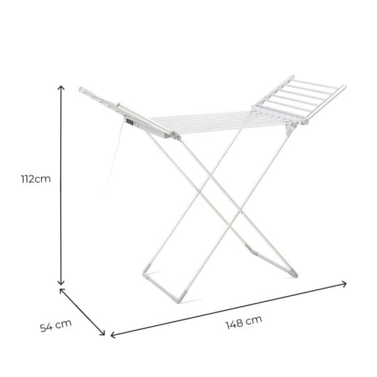 Étendoir à linge électrique pliable Innovagoods Warmmat avec ailettes, écran tactile, minuterie et contrôle de la température, gris, 148 x 112 x 54 cm