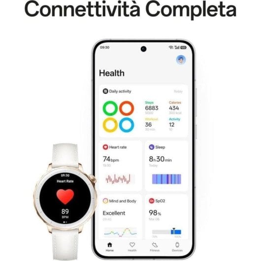 OPPO Watch X2 Mini WiFi Bluetooth GPS NFC 43mm AMOLED Oro Correa Bianca Unica 5ATM IP68