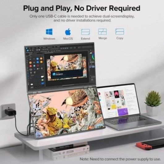 Monitor Uperfect 23,8" Full HD 100Hz IPS Dual Screen USB-C Rotazione 360° VESA