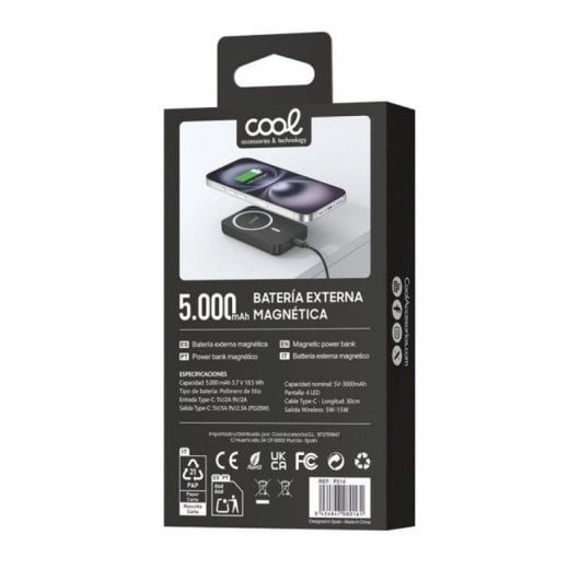 Batteria Esterna 5000 mAh COOL Magnetica Qi Ricarica Wireless 15W USB-C PD 20W Leggera Compatibile MagSafe
