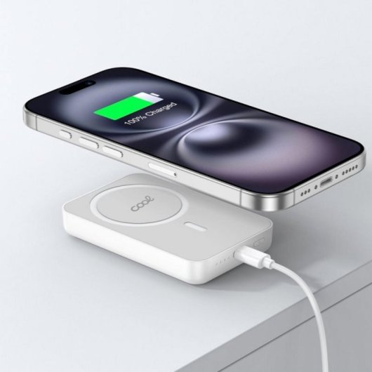 Bateria externa COOL 10000 mAh magnetica carga inalambrica Qi USB-C PD 20W 15W ligera