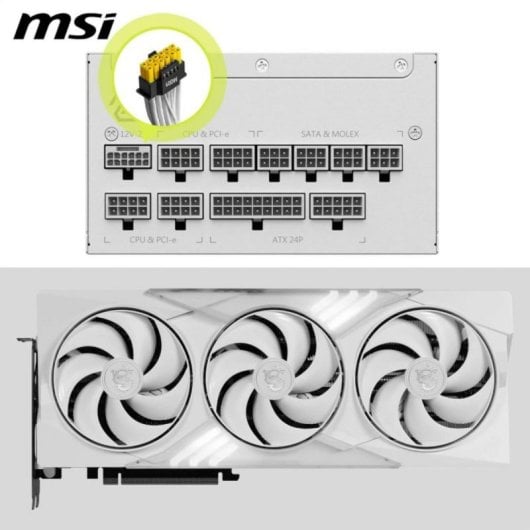 Fuente de Alimentación MSI 1000W 80 Plus Gold MAG A1000GL Modular Blanca ATX 3.1