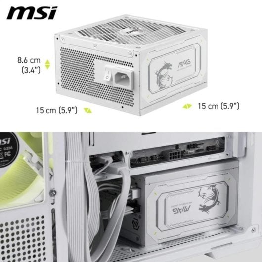 Fuente de Alimentación MSI 1000W 80 Plus Gold MAG A1000GL Modular Blanca ATX 3.1