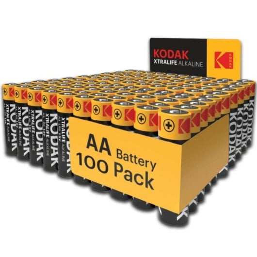 Pack 100 Pilas Alcalinas Kodak Xtralife AA (LR6) 1,5V Alta Duración Sin Fugas