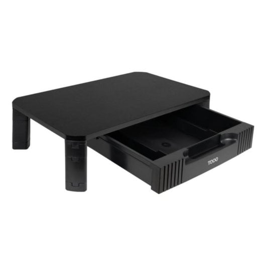 Soporte Elevador TooQ TQMMPD02 para Monitor/Portátil con Cajón, Negro, 20 kg, Altura Ajustable