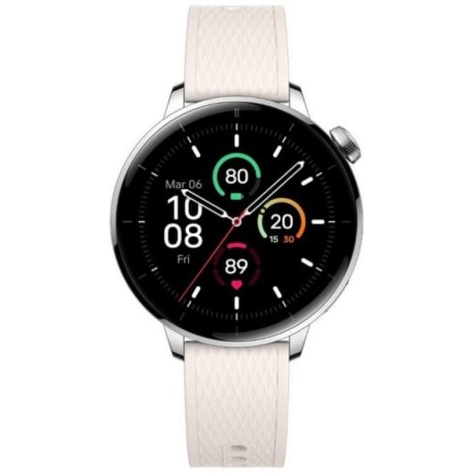 Smartwatch OnePlus Watch 3 GPS NFC 43mm AMOLED Argento con Cinturino Bianco M IP68 SpO2 Cardio
